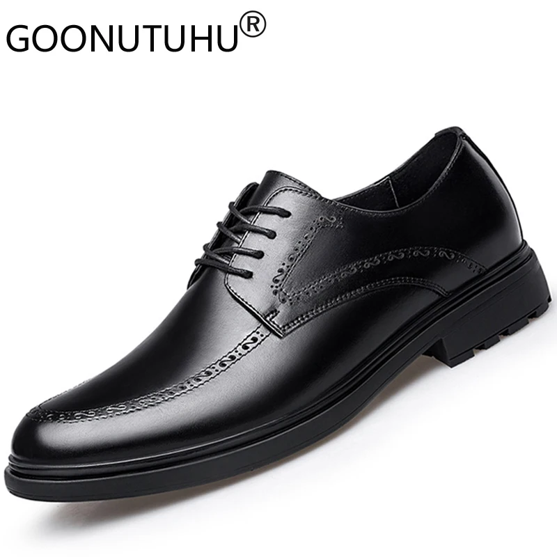Genuine Leather Shoes Men Casual Business Luxury Brand High Quality Shoe Man Office Dress Wedding Shoes For Male Plus Size 38-47