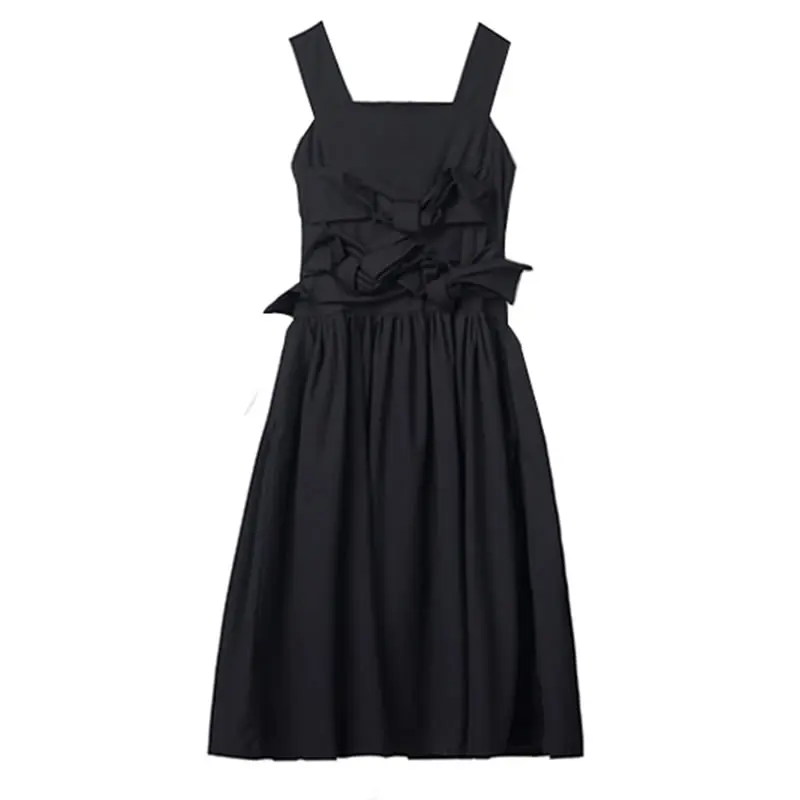

XITAO Black Pleated Dress Strapless Pleated Bow Small Fresh Casual Style 2020 Winter Vintage Off Shoulder Loose Dress ZXR1363