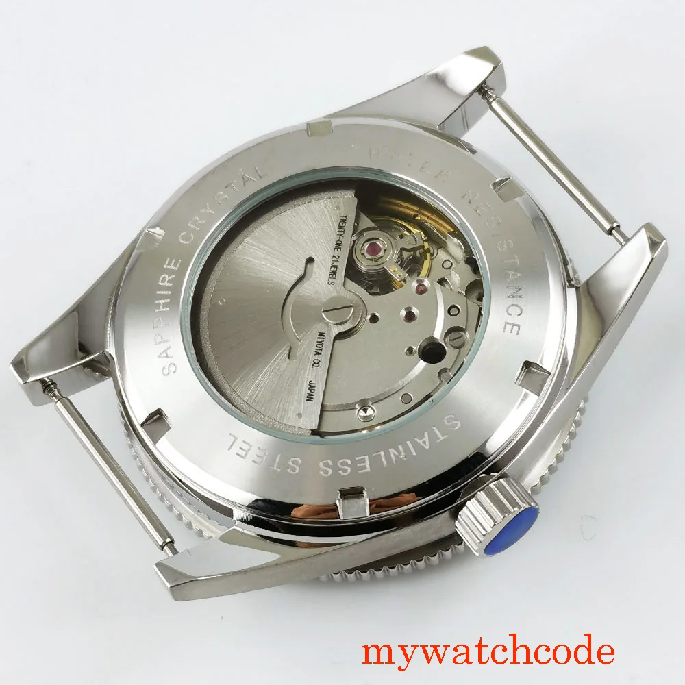 41 мм Corgeut черный стерильный циферблат Светящийся Ручной керамический ободок Miyota