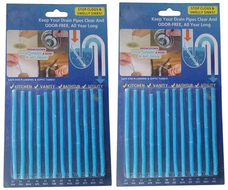 

24 Pcs Drain Sticks Drain Cleaner Sticks Drain Sink Deodorizer Sticks Keep Your Drain Pipes Clear Prevent Clogs for Kitchen