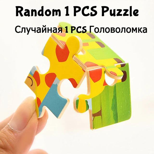 2D-12P-Random Монтессори горячая распродажа 1 шт. 12 ломтиков маленькие детские игрушки-головоломки животные деревянные пазлы детские развивающие игрушки для малышей - Цвет: 2D-12P-Random
