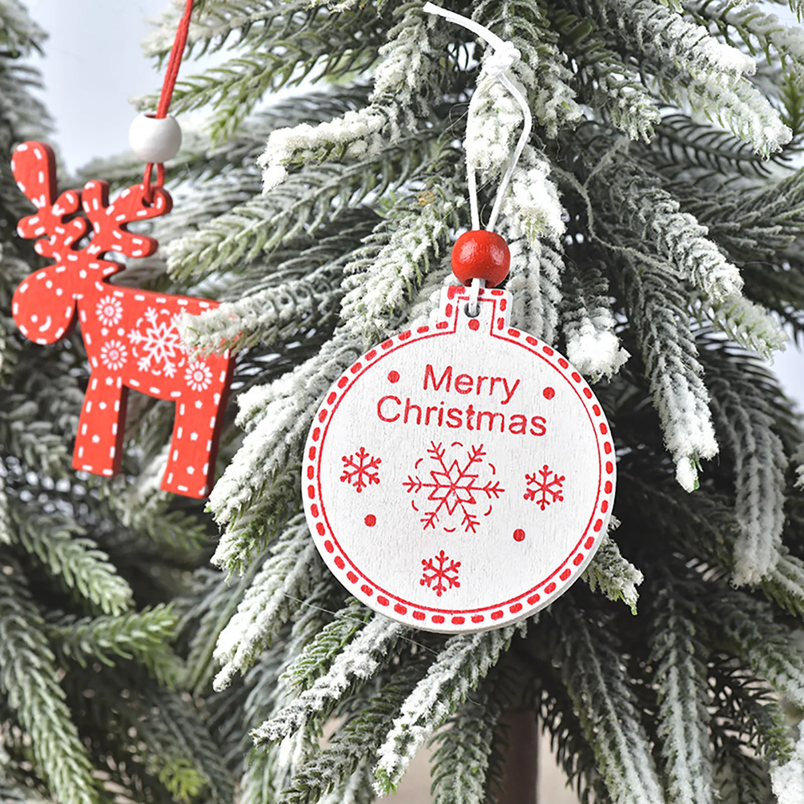 

12Pcs/set DIY Mini Christmas Tree Pendant Combination Gift Box Creative Holiday Wooden Santa Elk Christmas Ornaments Navidad A40