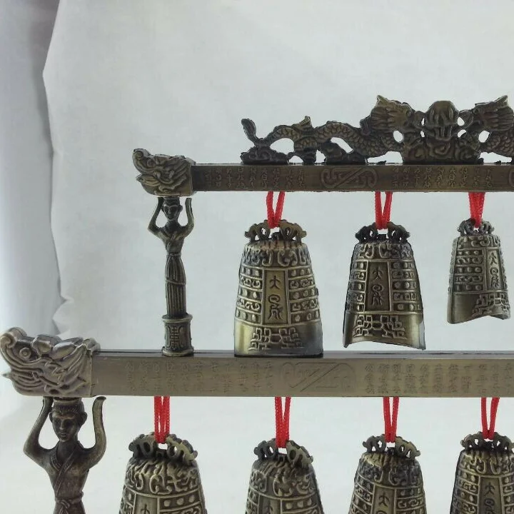 Traditional Chinese Musical Instrument Bian Zhong Antique Craft Ornament Bell Bronze Decorative Double Layer | Дом и сад