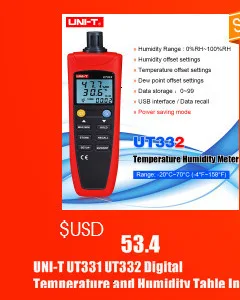 UNI-T UT333 мини-измеритель температуры и влажности внутренний наружный гигрометр с индикацией перегрузки блок преобразования ЖК-дисплей с подсветкой
