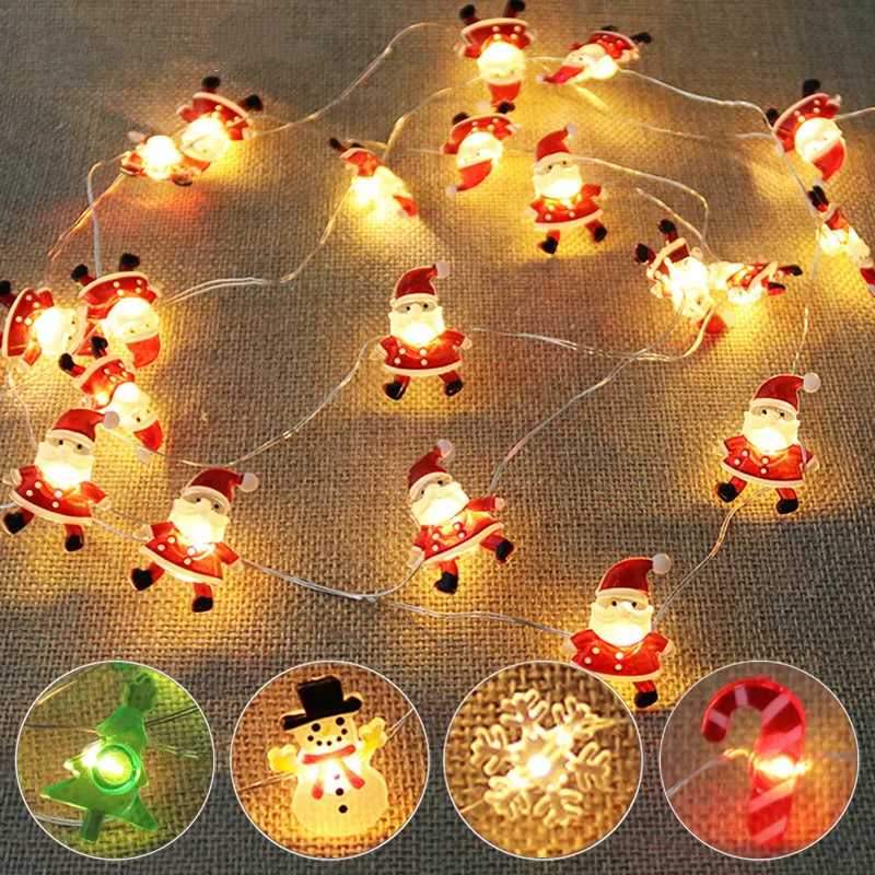 

2M 20LED Santa Claus Snowflake Tree LED Light String Christmas Decoration For Home 2020 Christmas Ornament Xmas Gift New Year