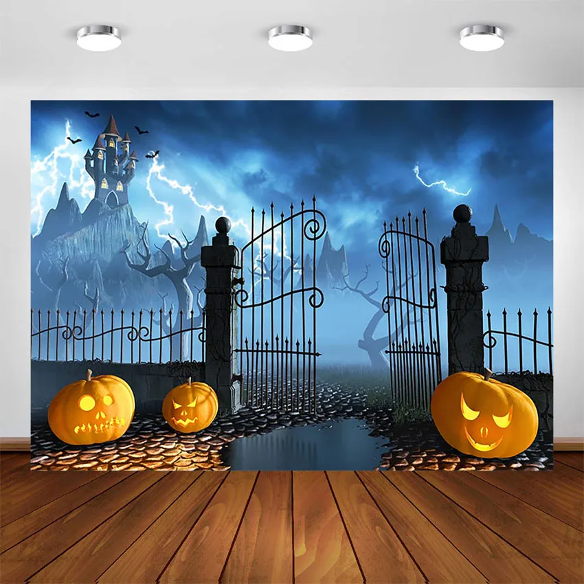 

Halloween Backdrop for Photography Pumpkin Castle Night Kids Children Photo Background Horror Night Halloween Party Banner