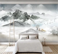 xuesu chinese modern artistic conception ink landscape painting tv sofa bedroom wallpaper custom mural 8d waterproof wall cloth