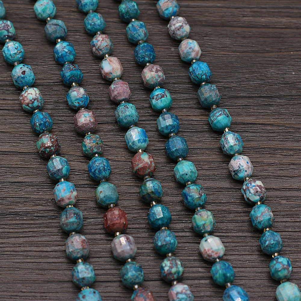 

New Beaded Natural Stone Faceted Emperor Turquoise Spaced Loose Beads For Jewelry Making Charm DIY Bracelet Accessories Gift 8mm