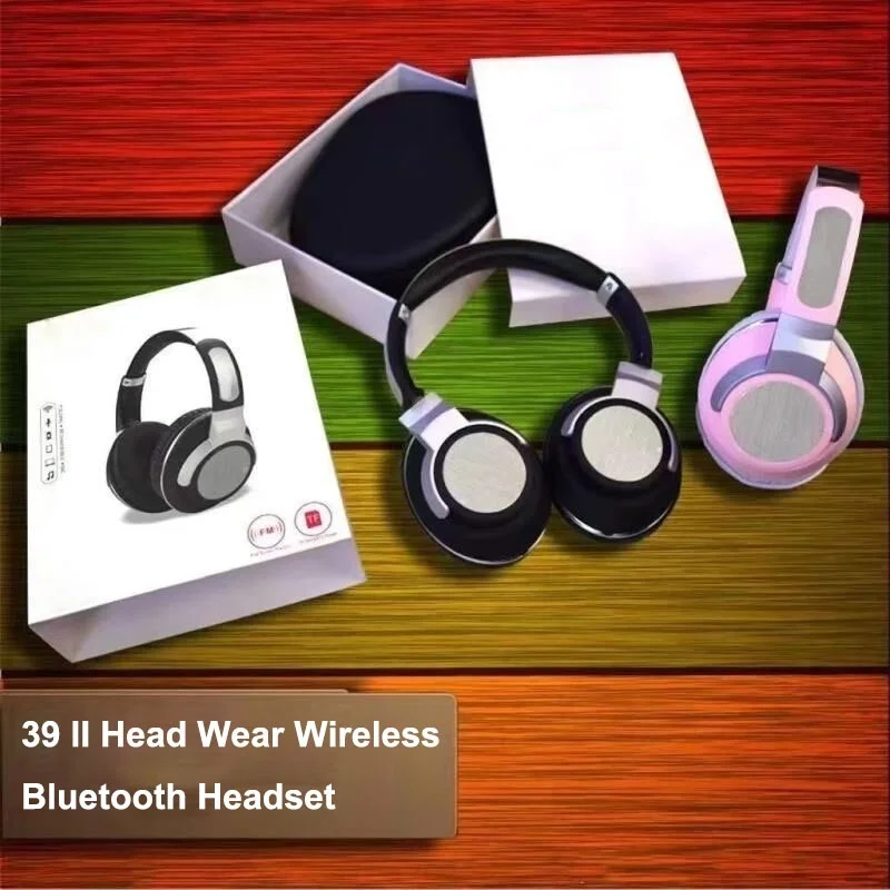 

39 II Head Wear Wireless Bluetooth Headset Sports Stereo TWS Computer Gaming With Mic Earphone for iOS Android 3.5mm AUX/FM/Card