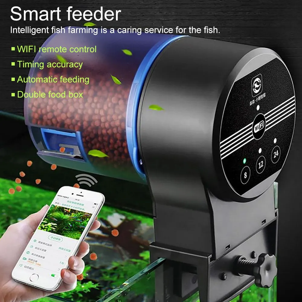 Automatic WIFI Aquarium Fish Feeder Digital Timer Mobile Phone Remote Food Dispenser for Tank Electronic | Дом и сад
