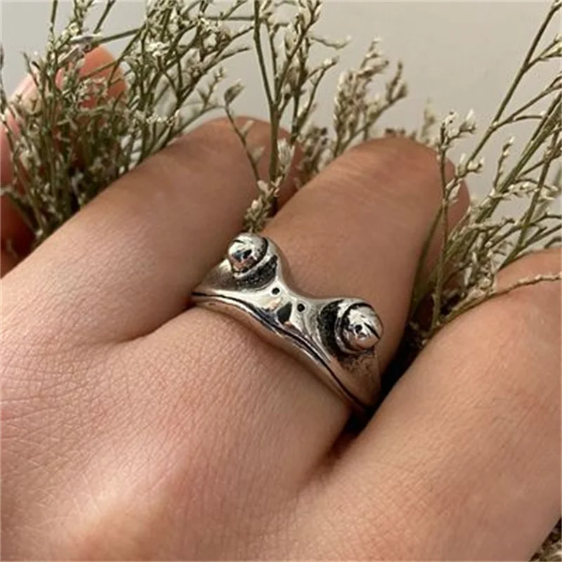 

Frog Open Index Finger Ring For Women Men Lover Punk Red Eyes Resizable Animal Metal Rings Jewelry Gifts