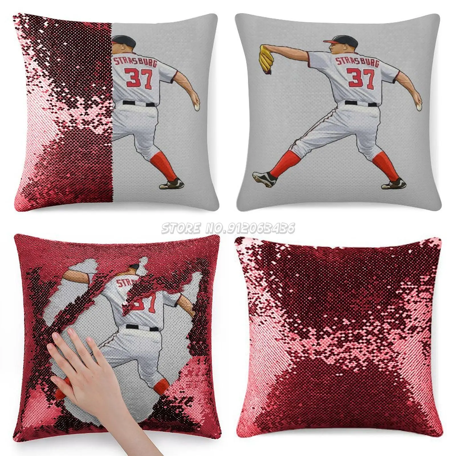

Sequin Pillowcase Cafe Home Decor Color Changing Pillowcase Stephen Strasburg Baseball Juan Soto Trea Turner Anthony Rendon Rya