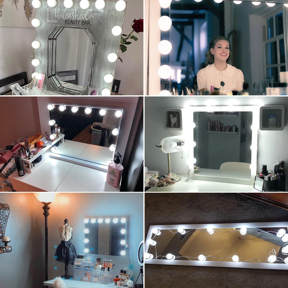 

Fill Light USB Makeup Mirror LED Cosmetic Lamps 12V Dimmable Dressing Table Mirror Lamp 2 6 10 14 PCS Hollywood Vanity Bulbs Kit