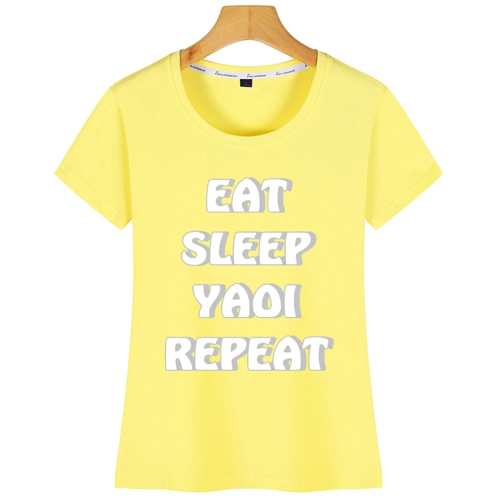 Yellow Женская футболка с надписью «Eat Sleep Yaoi Repeat Basic Black» - Цвет: Yellow