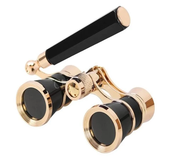 

3x25 Multiple Colour Retro Design Ms Gift Binoculars Coated Binoculars Brass Opera Theater Glasses Metal Body with Handle