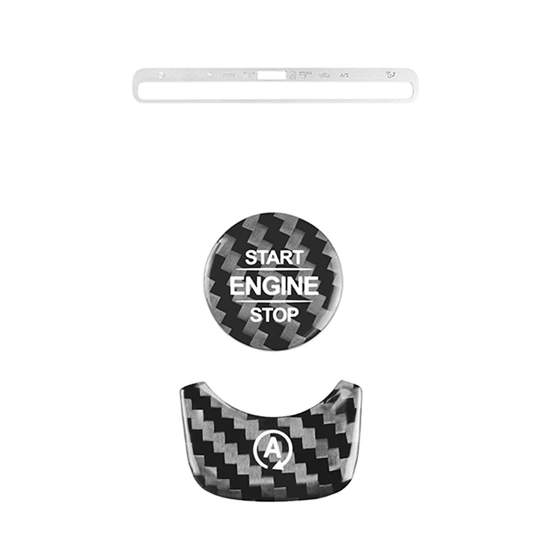 

1 шт., декоративная накладка для кнопки кондиционера автомобиля и 2 наклейки для кнопки запуска двигателя из углеродного волокна