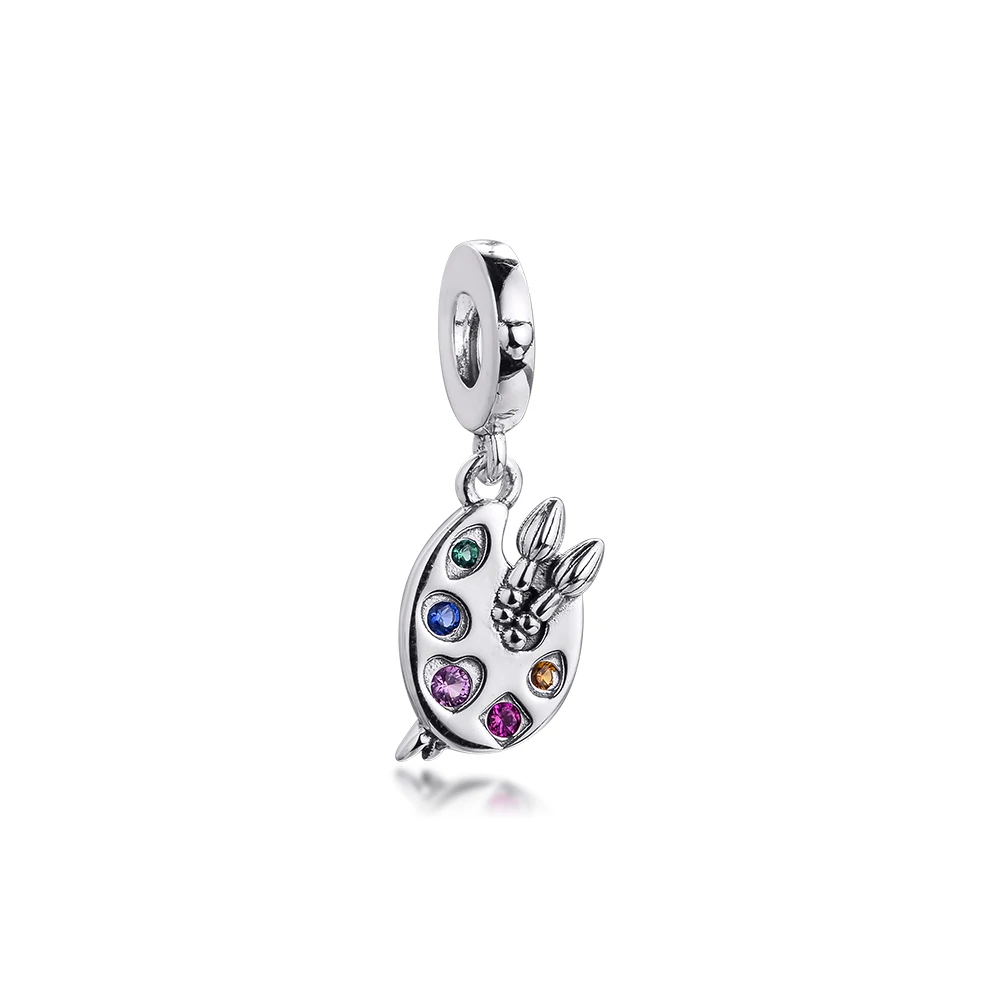 

Passions Artists Palette Dangle Charm 2021 Gift S925 Sterling Silver Beads Fashion Girl Pendant Women Cheap Charms