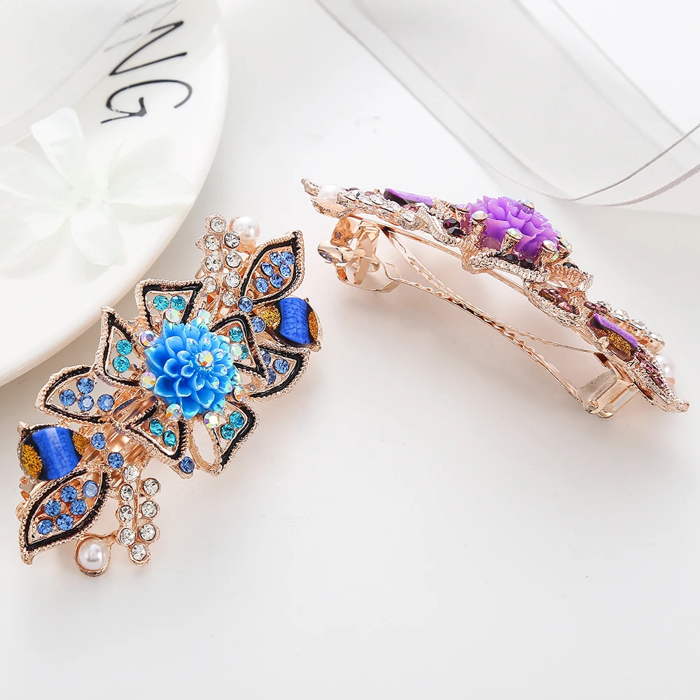 

Six Color Glitter Rhinestone Leaf Flower Hairwear For Women Shine Zircon Hairpins Gift Hair Jewelry For Girl Hairgrips Famale