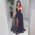 Черное соблазнительное Вечернее Платье Из Мягкого Тюля для причастия, бальное платье для выпусквечерние вечера, длинное официальное платье, простое вечернее платье