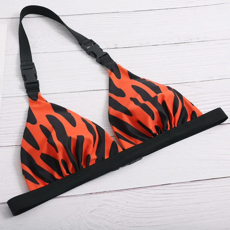 

2021 New Printed Striped Swimsuit Sexy Tube Top Bikini 2 Piece Sets Polyester Wire Free