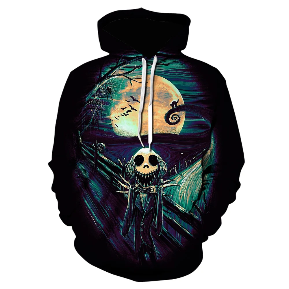 

New style small skull anime hunting fashion punk heavy metal style hooded 3D printing men's women's children's casual hoodie clo