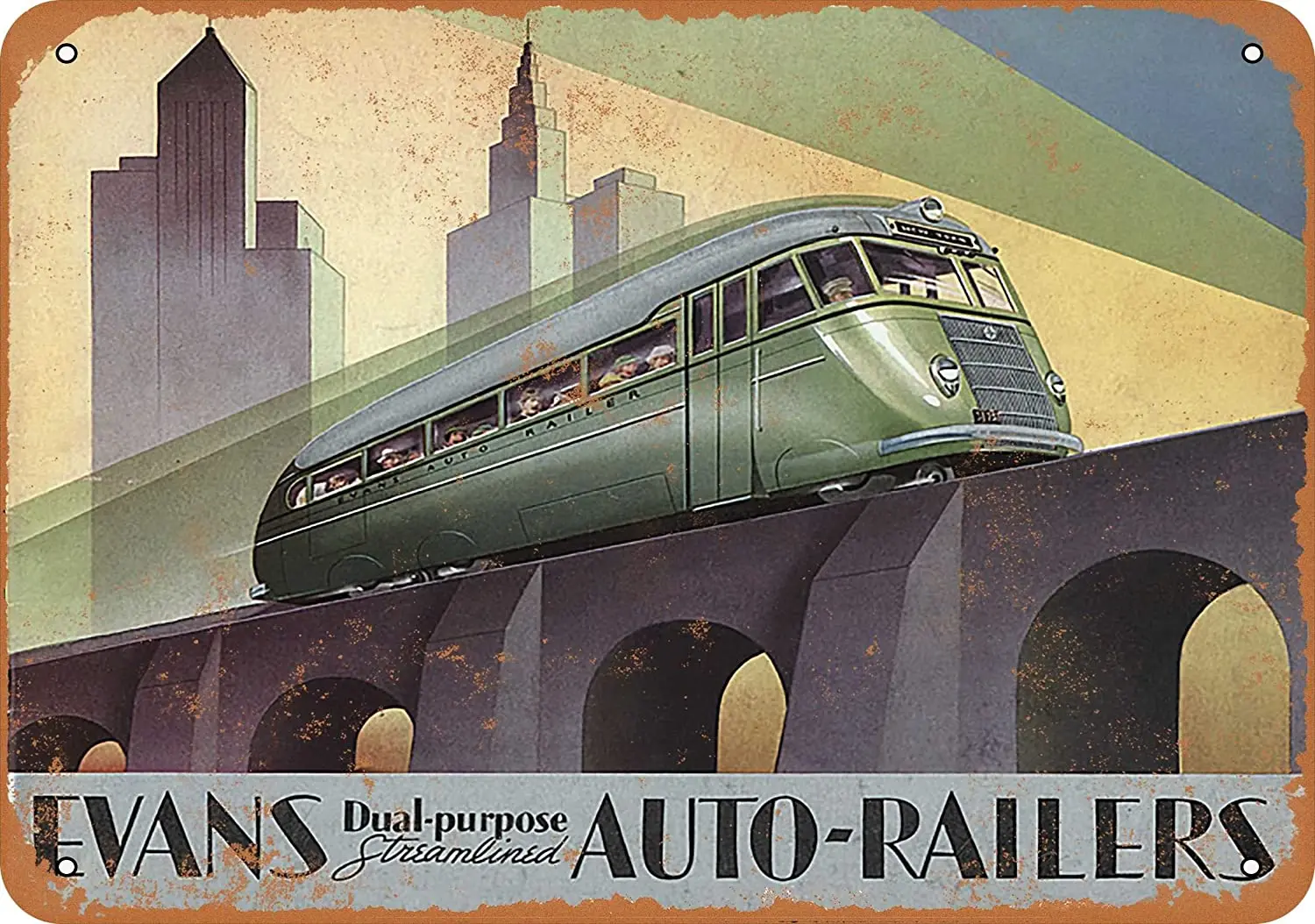 

WallColor 8*12 Metal Sign 1931 Evans AutoRailers Vintage Look