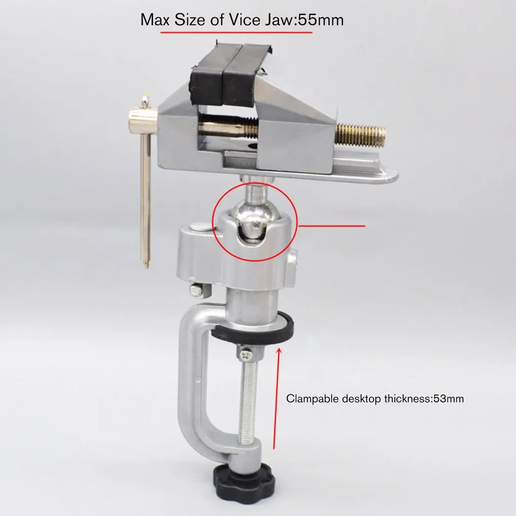 2 in 1 Table Vise Bench Vice Aluminium Alloy 360 Degree Rotating Universal Vise Precise Mini Vise Clamp Alloet