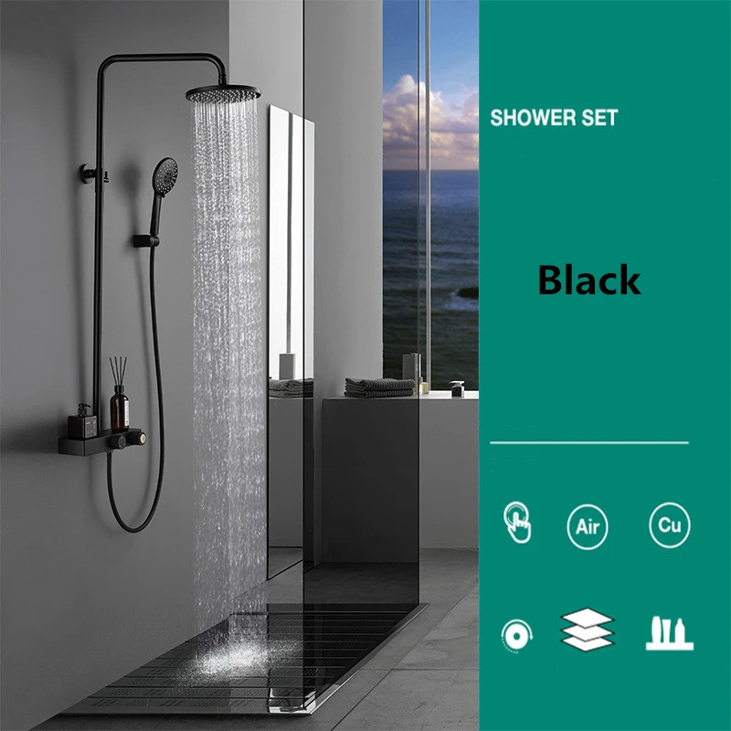 Роскошный черный смеситель для ванны и душа набор с настенным креплением насадка