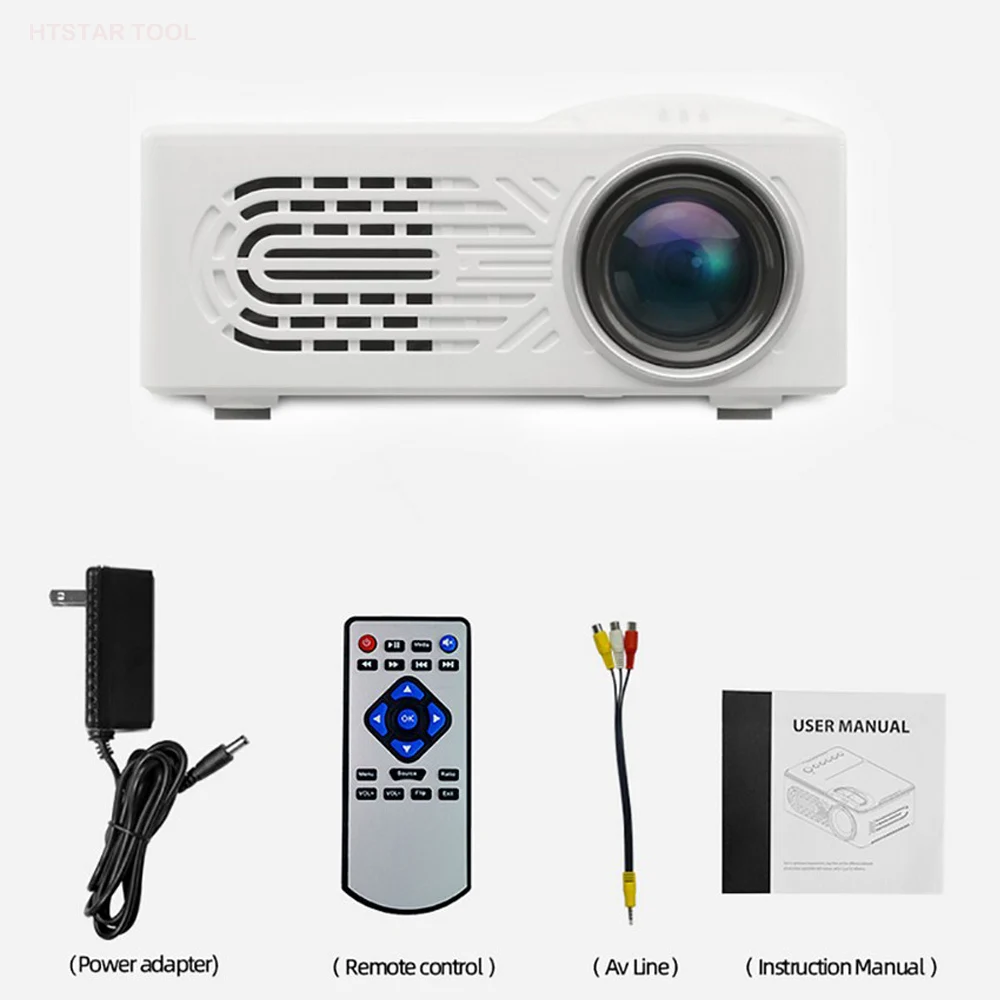 

Real TV 1080P HD Mini Projector 400 Lumens Portable Projector Smartphone AV/USB/HDM/Headphones Supporting 25-80 Inch Projection