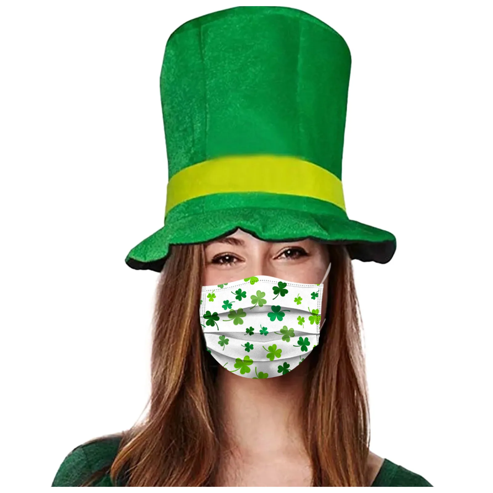 

10pc Adult Mask St. Patrick's Day Disposable Three Layer Protection Breathable Face Mask Non-woven Fabric AntiDust Earloops Mask
