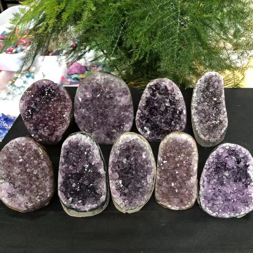 

Natural Amethyst Crystal Hole Reiki Home Decoration 1PC 150-450G