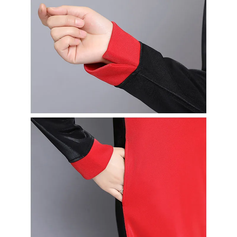 

5XL Plus Size Dresses Spring Autumn New Women Temperament V-neck Dress Ladies Color Matching Elegant Party Dress Vestidos W1750