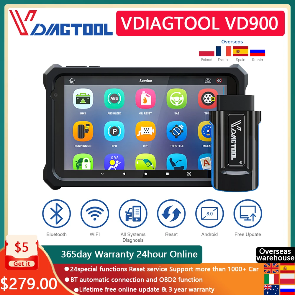 

VDIAGTOOL VD900 P80 Автомобильный сканер OBD2 Инструмент диагностики Полная система Профессиональный инструмент диагностики автомобиля AF Форсунка с...