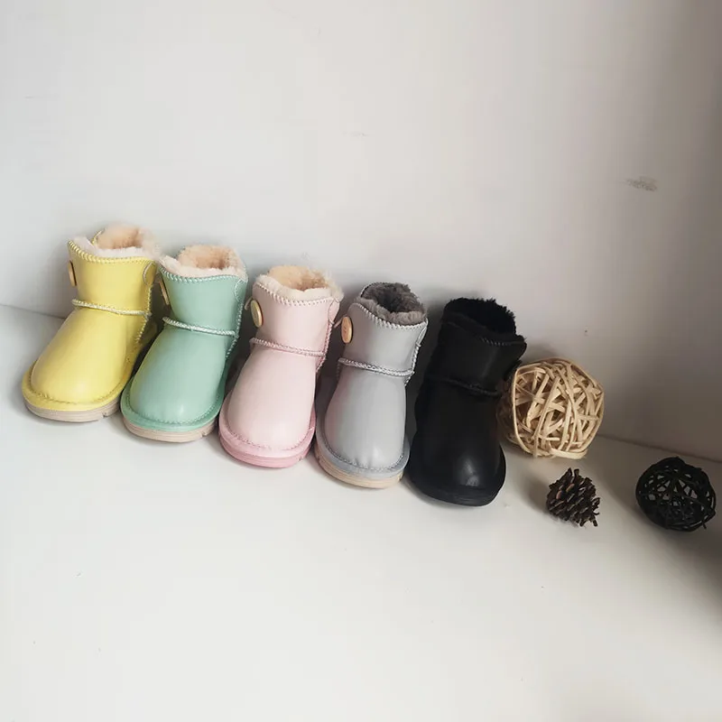 

2021 winter girls snow cotton children waterproof padded boys non-slip cotton shoes bright color cotton boots