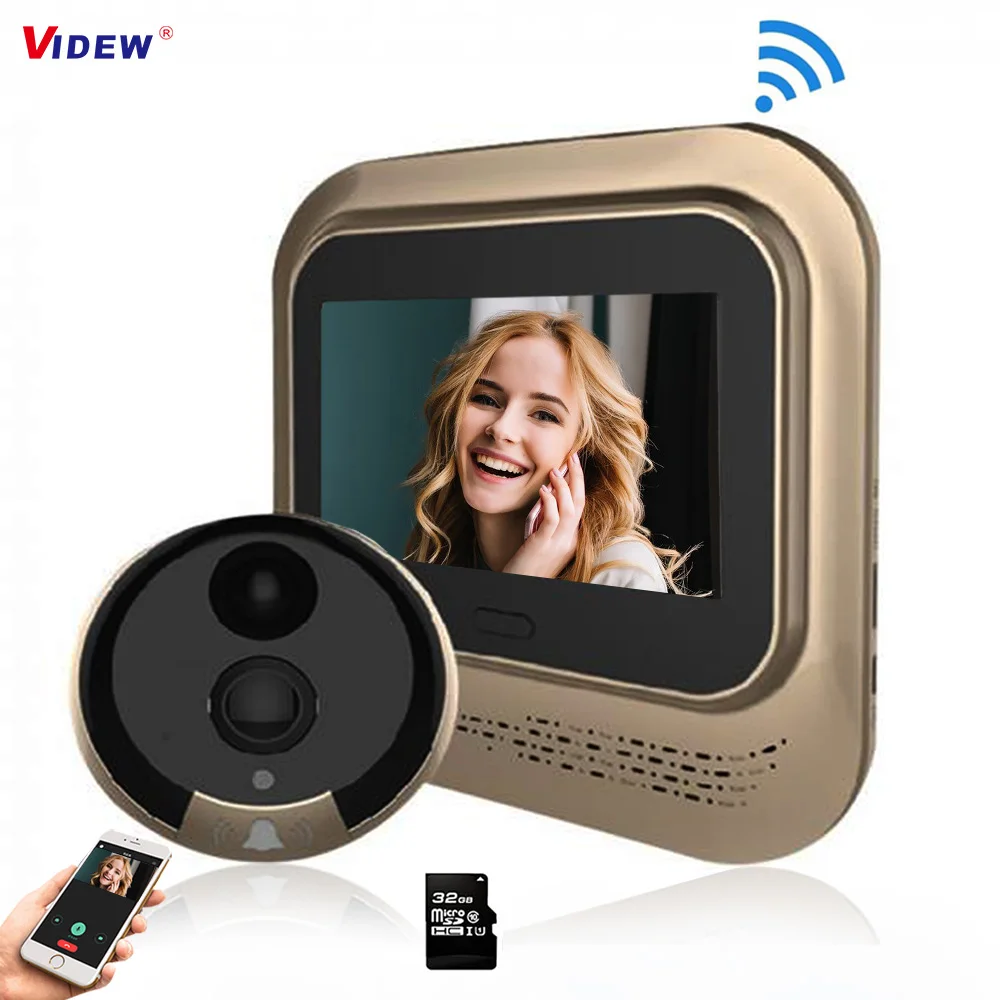 VIDEW 4.3 Inch 1080P Door Peephole Viewer Wifi Video Doorbell Camera Night Vision PIR Motion Detection Smart Home APP Control