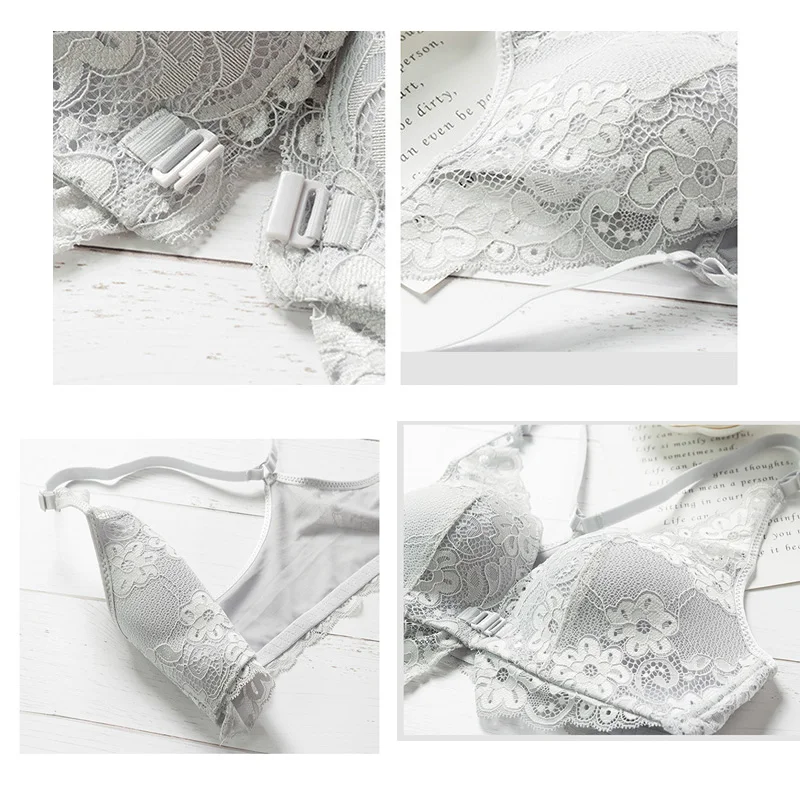 

Elovegirl Red Lace Bralette Push Up Plus Size Top Intimates Sexy Bra Underwear Bras For Women Thin Section 32 34 36 38 ABC Cup