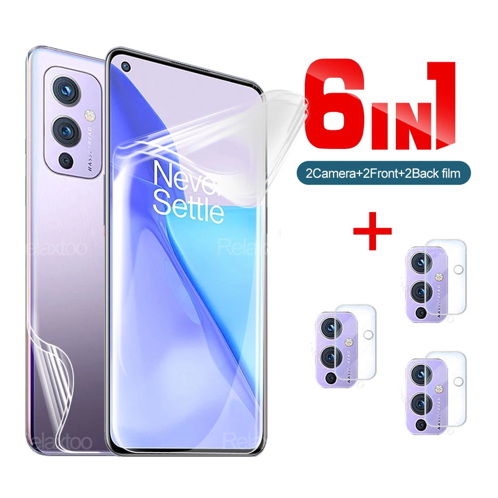 

6 в 1 Гидрогелевая Защитная пленка для Oneplus 9 9R 8 T Pro, полное покрытие экрана на One Plus 9 8 T R Oneplus9 Oneplus8, прозрачное стекло для камеры