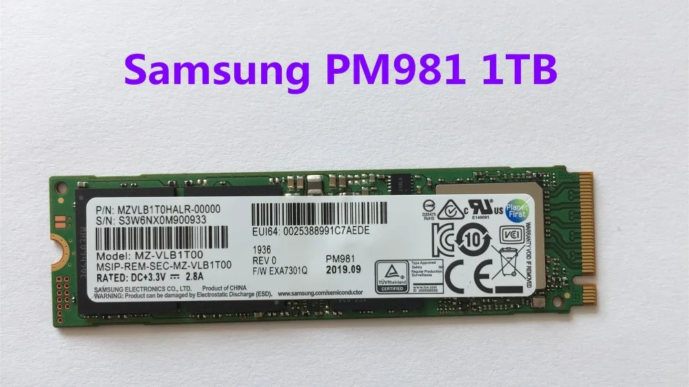 SAMSUNG SSD M.2 PM981 256 ГБ 512 1 ТБ твердотельного жесткого диска M2 NVMe PCIe 3,0x4 NVMe 1,3 ноутбук внутренний disco duro TLC