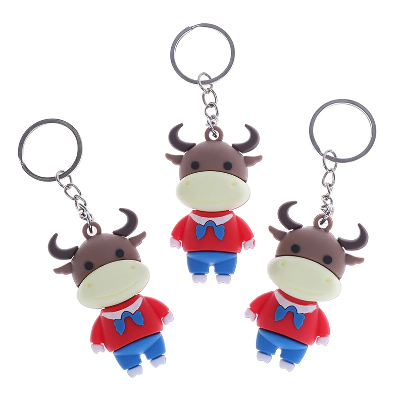 

1pcs Creative Cartoon Cow Keychains Cute Doll Key Chain CustomBag Pendant Car Leather Key Ring