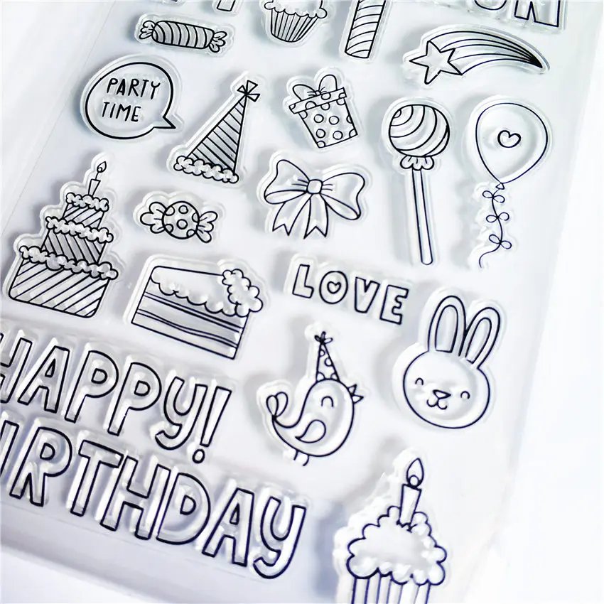 

11*16cm Happy birthday Transparent Clear Stamps / Silicone Seals Roller Stamp for DIY scrapbooking photo album/Card Making