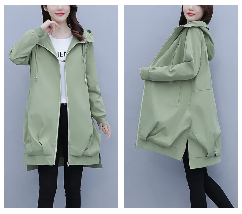 Trench coat Womens 2021 Spring Autumn Hoodies top Plus size Slim Students Baseball clothes Medium length Windbreaker Coats FC963 long puffer