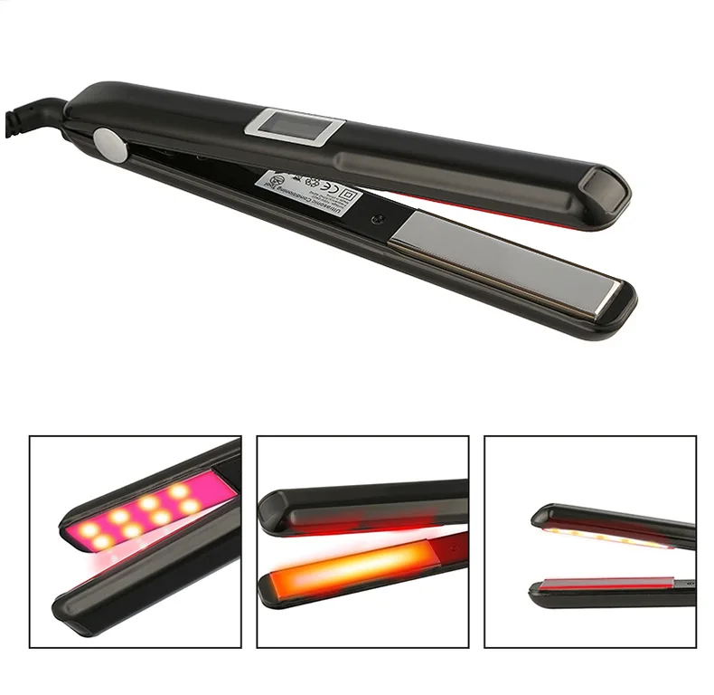 Professional Ultrasonic Infrared Hair Care Iron Recovers Damaged Tool LCD Display Hair Treatment Styler Cold Iron Straightener