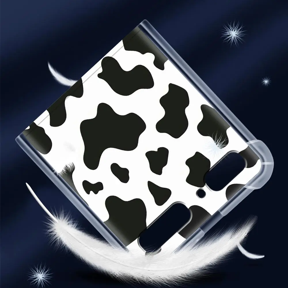 

Airbag Phone Case For Samsung Galaxy Z Flip Soft Cover For ZFlip 5G Shockproof Transparent Fundas Cow Pattern Fashion Capa Sac