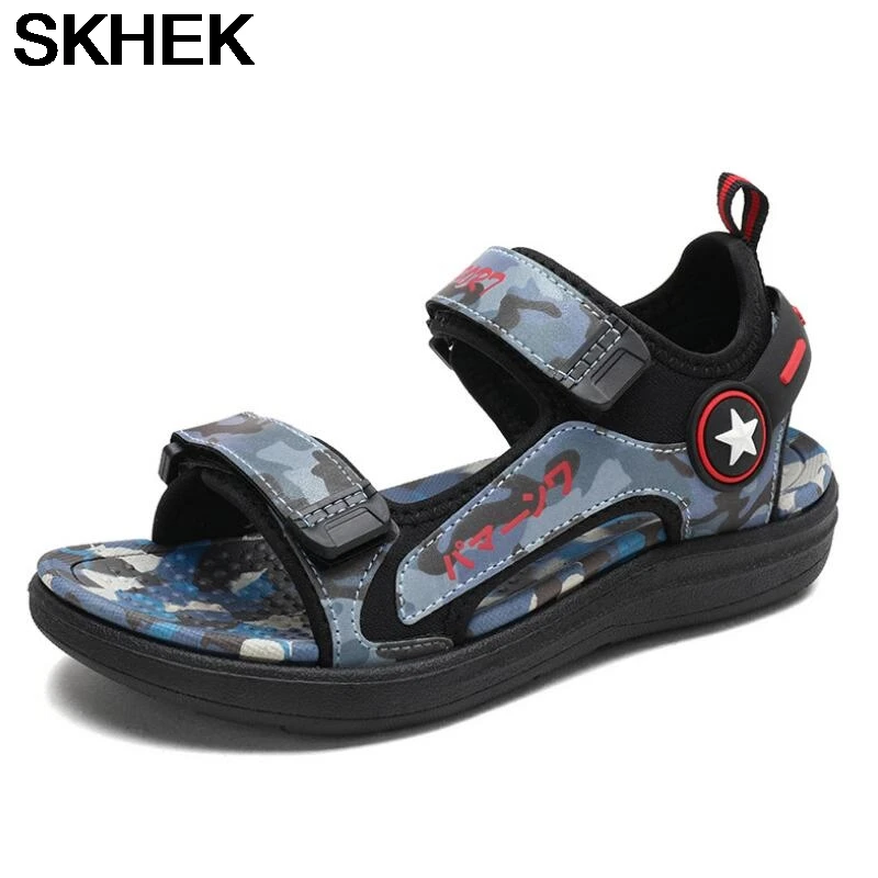 

SKHEK Summer Sandals Kids Fashion Breathable Walking Shoes Anti-Skid Outdoor Slippers Children Boy Quick Dry Aqua Beach Sandals