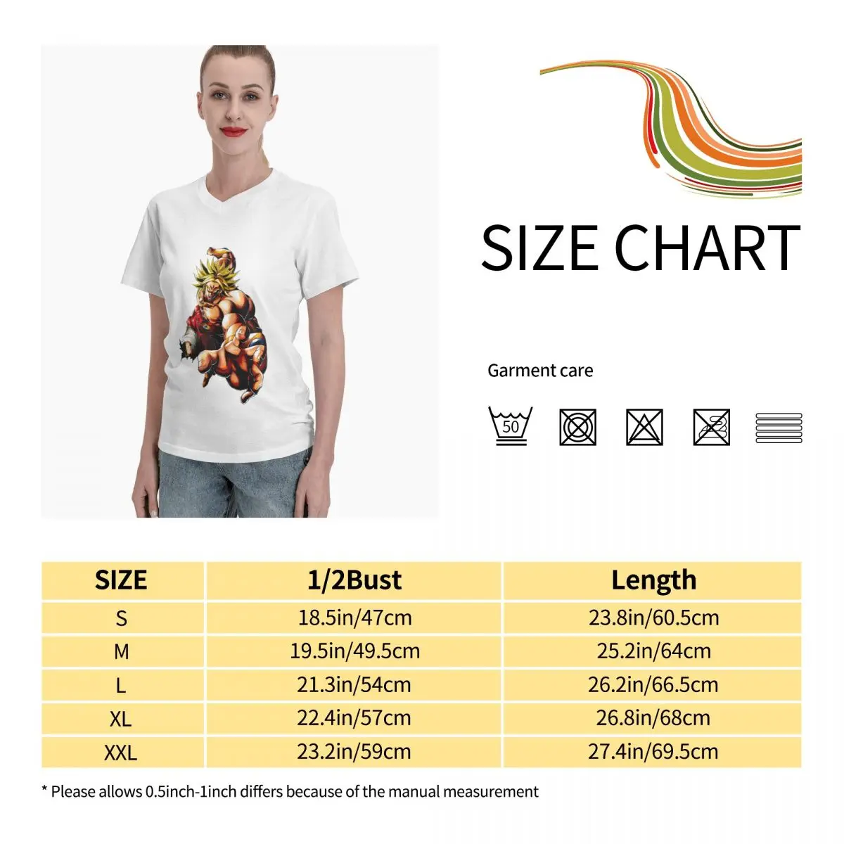 

Anime Fans Majin Broly OO woman T-shirt fashion V-neck T-shirt with short sleeves