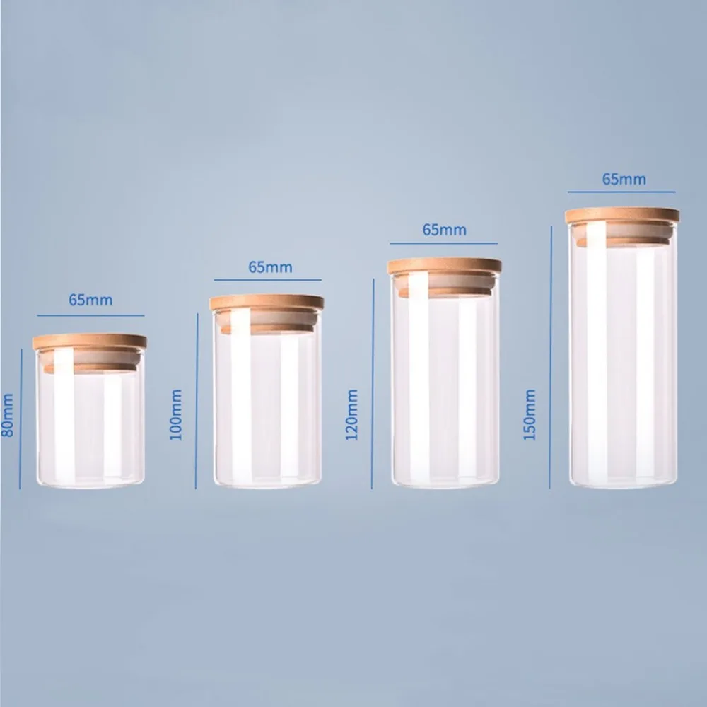 Прозрачная Высокая боросиликатная стеклянная кухонная бутылка для хранения