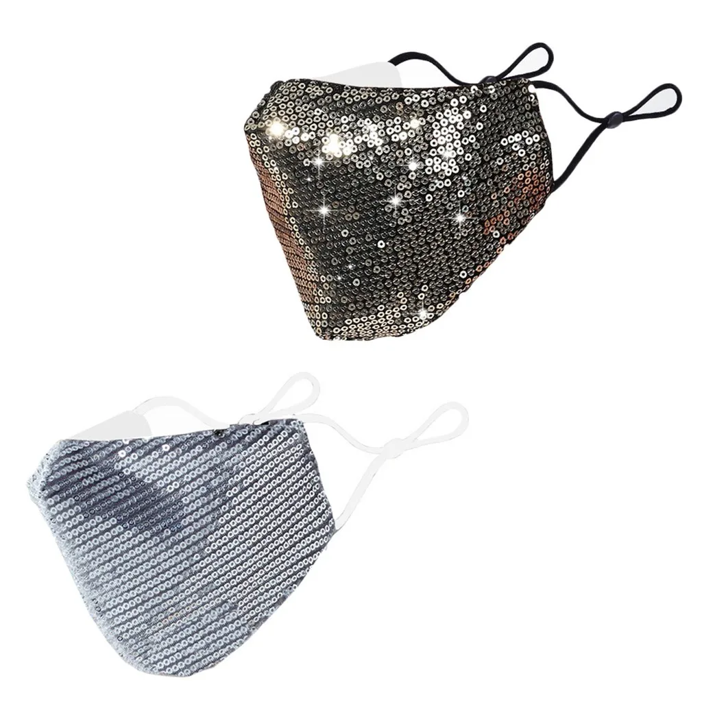 Маска для взрослых моющаяся с повторным использованием 2 шт. маска лица блестками