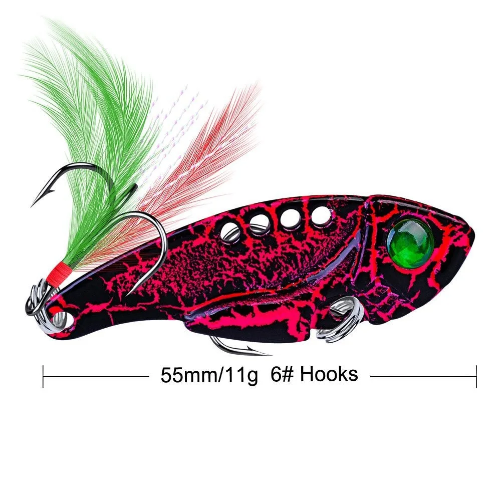 

Metal Vib Fishing Lure Weight 11g Long Shot Slots Hook Metal Jig Articulos De Pesca Isca Artificial Bass Bait Deep Sea Fishing