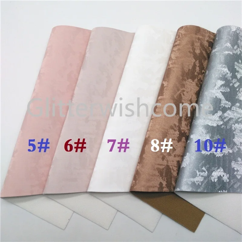 Glitterwishcome 21X29CM A4 Size Vinyl For Bows Metallic Camouflage Leather Fabric Faux Sheets for GM497B | Дом и сад