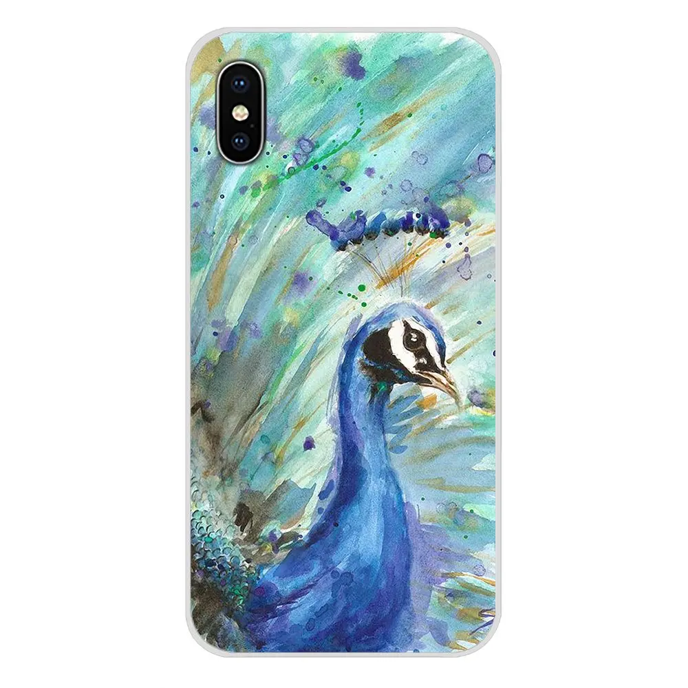 Аксессуары для телефона Чехлы акварель Павлин Apple iPhone X XR XS 11Pro MAX 4S 5S 5C SE 6S 7 8 Plus ipod 5 6